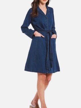 EILEEN FISHER MIDNIGHT TENCEL ORGANIC COTTON DENIM CLASSIC COLLAR DRESS 3X